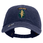 Licensed 1st Special Forces Command Embroidered Washed Solid Pigment Dyed Cotton Twill Brass Buckle Cap - Navy OSFM