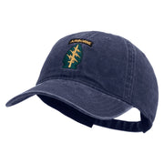 Licensed 1st Special Forces Command Embroidered Washed Solid Pigment Dyed Cotton Twill Brass Buckle Cap - Navy OSFM