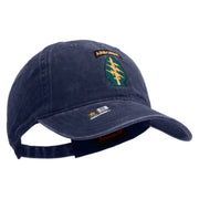 Licensed 1st Special Forces Command Embroidered Washed Solid Pigment Dyed Cotton Twill Brass Buckle Cap - Navy OSFM