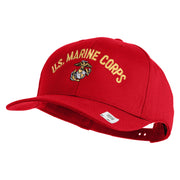 US Marine Corps Emblem Design Embroidered Solid Cotton Twill Pro Style Cap - Red OSFM