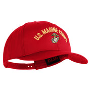 US Marine Corps Emblem Design Embroidered Solid Cotton Twill Pro Style Cap - Red OSFM