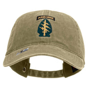Licensed 1st Special Forces Command Embroidered Washed Solid Pigment Dyed Cotton Twill Brass Buckle Cap - Khaki OSFM