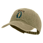 Licensed 1st Special Forces Command Embroidered Washed Solid Pigment Dyed Cotton Twill Brass Buckle Cap - Khaki OSFM