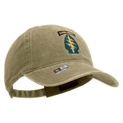 Licensed 1st Special Forces Command Embroidered Washed Solid Pigment Dyed Cotton Twill Brass Buckle Cap - Khaki OSFM