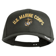 US Marine Corps Emblem Design Embroidered Solid Cotton Twill Pro Style Cap - Charcoal OSFM