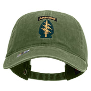 Licensed 1st Special Forces Command Embroidered Washed Solid Pigment Dyed Cotton Twill Brass Buckle Cap - Olive OSFM