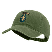 Licensed 1st Special Forces Command Embroidered Washed Solid Pigment Dyed Cotton Twill Brass Buckle Cap - Olive OSFM