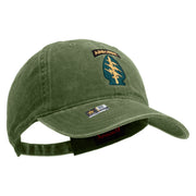 Licensed 1st Special Forces Command Embroidered Washed Solid Pigment Dyed Cotton Twill Brass Buckle Cap - Olive OSFM