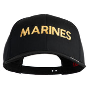 Marines Letter Embroidered Solid Cotton Twill Pro Style Cap - Black OSFM
