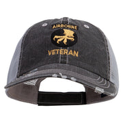 Licensed 17th Airborne Division Veteran Embroidered Low Profile Special Cotton Mesh Cap - Black OSFM