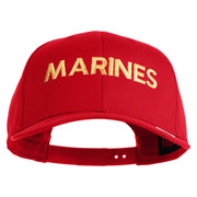 Marines Letter Embroidered Solid Cotton Twill Pro Style Cap - Red OSFM