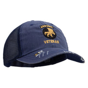 Licensed 17th Airborne Division Veteran Embroidered Low Profile Special Cotton Mesh Cap - Navy OSFM