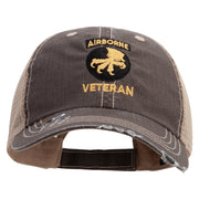 Licensed 17th Airborne Division Veteran Embroidered Low Profile Special Cotton Mesh Cap - Brown-Khaki OSFM