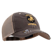 Licensed 17th Airborne Division Veteran Embroidered Low Profile Special Cotton Mesh Cap - Brown-Khaki OSFM