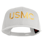 USMC Letter Embroidered Solid Cotton Twill Pro Style Cap - White OSFM