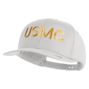 USMC Letter Embroidered Solid Cotton Twill Pro Style Cap - White OSFM