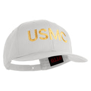 USMC Letter Embroidered Solid Cotton Twill Pro Style Cap - White OSFM
