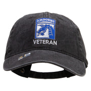 Licensed 18th Airborne Corps Veteran Embroidered Washed Solid Pigment Dyed Cotton Twill Brass Buckle Cap - Black OSFM