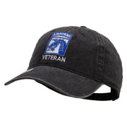 Licensed 18th Airborne Corps Veteran Embroidered Washed Solid Pigment Dyed Cotton Twill Brass Buckle Cap - Black OSFM