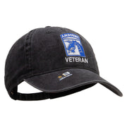 Licensed 18th Airborne Corps Veteran Embroidered Washed Solid Pigment Dyed Cotton Twill Brass Buckle Cap - Black OSFM
