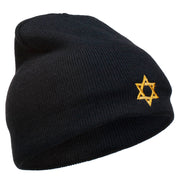 Jewish Star of David Embroidered Short Beanie