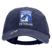 Licensed 18th Airborne Corps Veteran Embroidered Washed Solid Pigment Dyed Cotton Twill Brass Buckle Cap - Navy OSFM