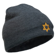 Jewish Star of David Embroidered Short Beanie