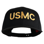 USMC Letter Embroidered Solid Cotton Twill Pro Style Cap - Black OSFM