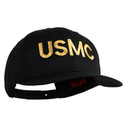 USMC Letter Embroidered Solid Cotton Twill Pro Style Cap - Black OSFM