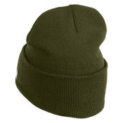USAF Veteran Logo Embroidered 12" Knit Cuff Long Beanie - Olive OSFM