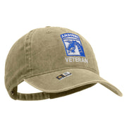 Licensed 18th Airborne Corps Veteran Embroidered Washed Solid Pigment Dyed Cotton Twill Brass Buckle Cap - Khaki OSFM