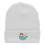 Farm Scape Embroidered 12 Inch Solid Long Beanie Made in USA