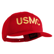 USMC Letter Embroidered Solid Cotton Twill Pro Style Cap - Red OSFM