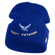 USAF Veteran Logo Embroidered 12" Knit Cuff Long Beanie - Royal OSFM