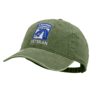 Licensed 18th Airborne Corps Veteran Embroidered Washed Solid Pigment Dyed Cotton Twill Brass Buckle Cap - Olive OSFM