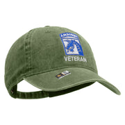 Licensed 18th Airborne Corps Veteran Embroidered Washed Solid Pigment Dyed Cotton Twill Brass Buckle Cap - Olive OSFM
