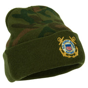 US Coast Guard Retired Anchors Embroidered Camo Long Beanie