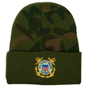 US Coast Guard Retired Anchors Embroidered Camo Long Beanie