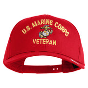 US Marine Corps Veteran Design Embroidered Solid Cotton Twill Pro Style Cap - Red OSFM