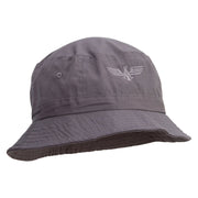 Eagle Icon Embroidered Pigment Dyed Bucket Hat - Charcoal OSFM