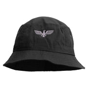 Eagle Icon Embroidered Pigment Dyed Bucket Hat - Black OSFM