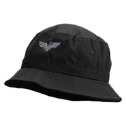 Eagle Icon Embroidered Pigment Dyed Bucket Hat - Black OSFM