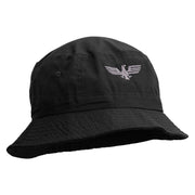 Eagle Icon Embroidered Pigment Dyed Bucket Hat - Black OSFM