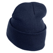 USAF Retired Logo Embroidered 12" Knit Cuff Long Beanie - Navy OSFM