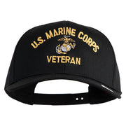 US Marine Corps Veteran Design Embroidered Solid Cotton Twill Pro Style Cap - Black OSFM