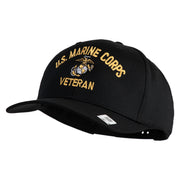 US Marine Corps Veteran Design Embroidered Solid Cotton Twill Pro Style Cap - Black OSFM