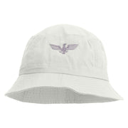 Eagle Icon Embroidered Pigment Dyed Bucket Hat - White OSFM