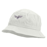 Eagle Icon Embroidered Pigment Dyed Bucket Hat - White OSFM