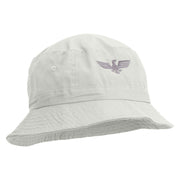 Eagle Icon Embroidered Pigment Dyed Bucket Hat - White OSFM