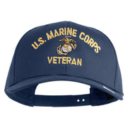 US Marine Corps Veteran Design Embroidered Solid Cotton Twill Pro Style Cap - Navy OSFM
